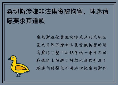 桑切斯涉嫌非法集资被拘留，球迷请愿要求其道歉